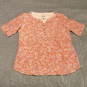 Croft & Barrow PS Orange Paisley Short Sleeve Tee